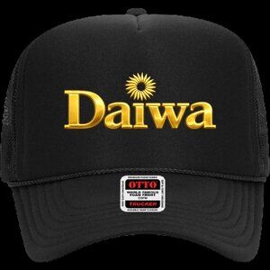 Solid Black Gold Label Daiwa Otto Foam Trucker Mesh Snap Back Hat Cap